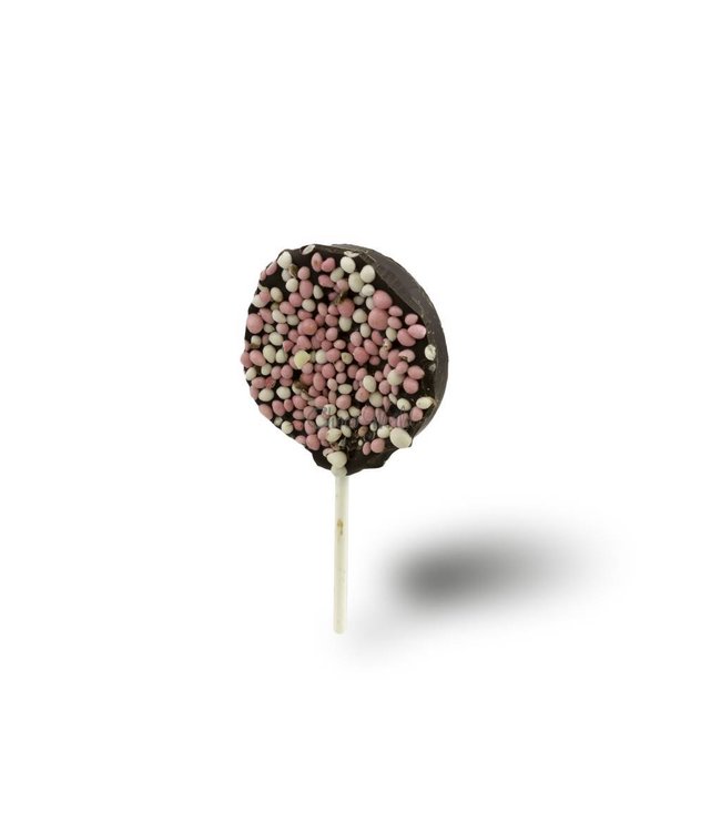 Chocolade lollys met roze muisjes