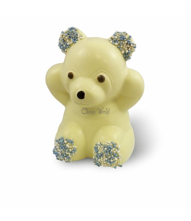 Chocolade beer met blauwe muisjes