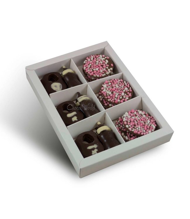Chocolade tut & slabbetjes met roze flikken