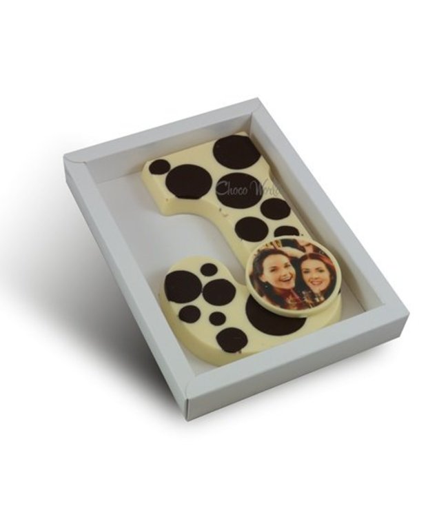 Chocolade letter met stippen & fotorondje
