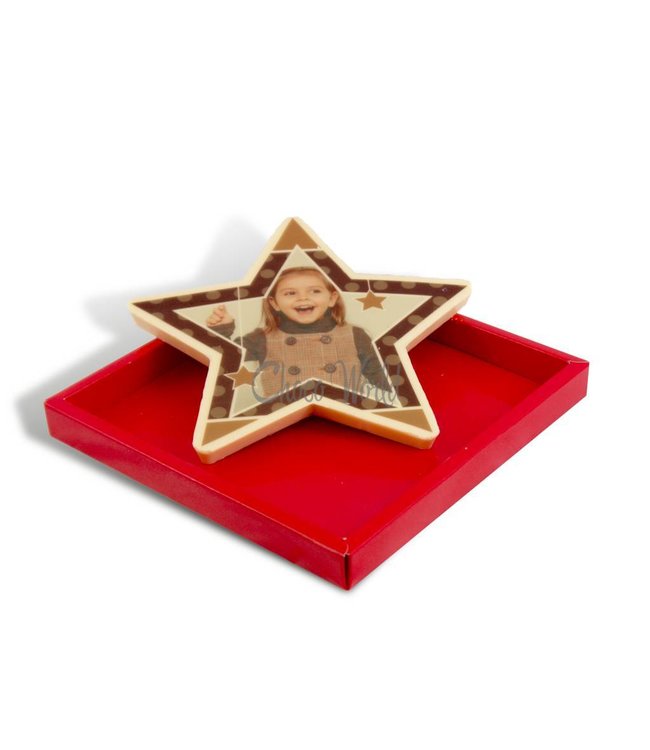 Chocolade kerstster groot met foto