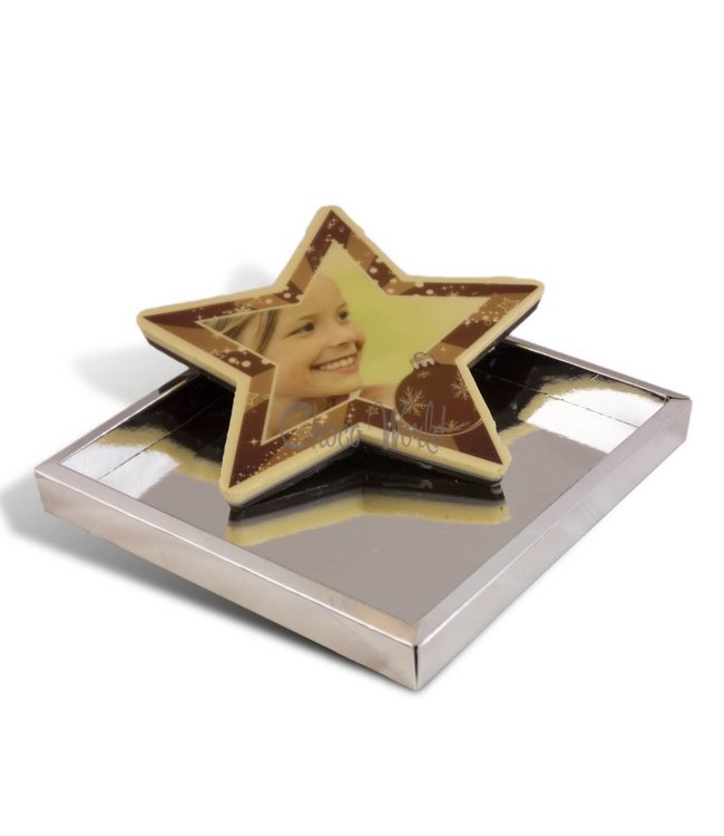 Chocolade kerstster groot met foto