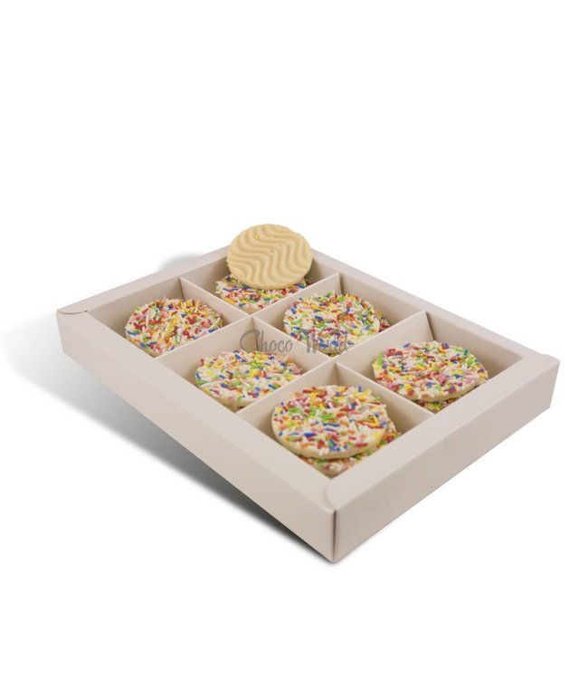 Chocolade flikken met gekleurde hagelslag