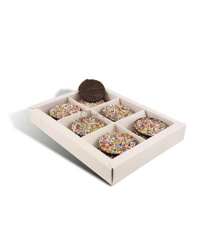 Chocolade flikken met gekleurde hagelslag