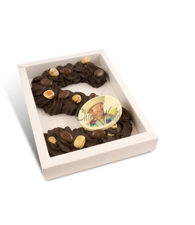 Chocolade spuitletter met foto