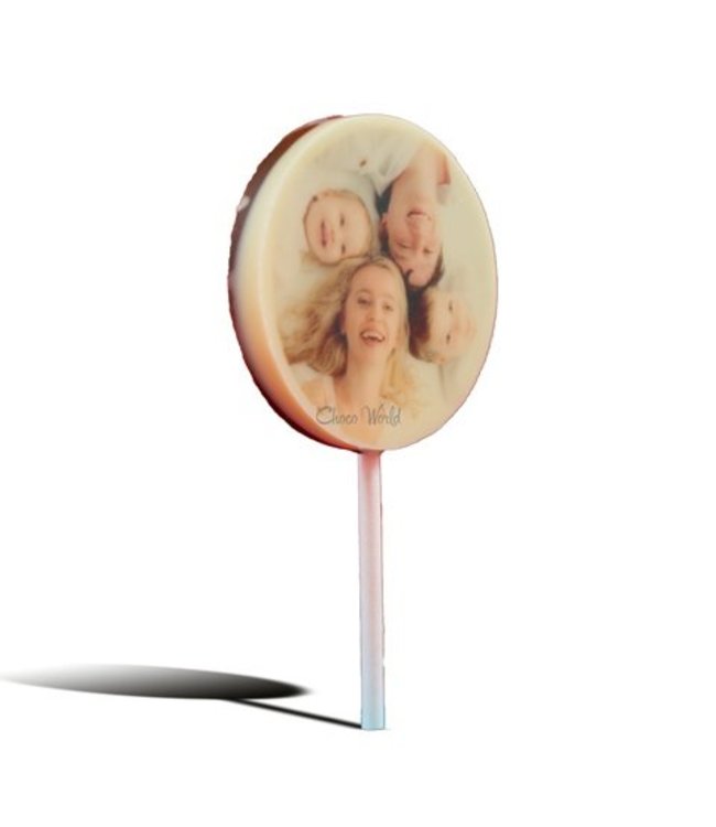 Chocolade lolly rond foto 5 stuks