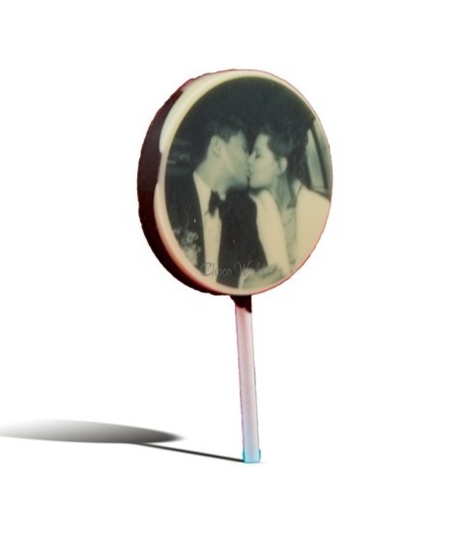Chocolade lolly rond foto 5 stuks