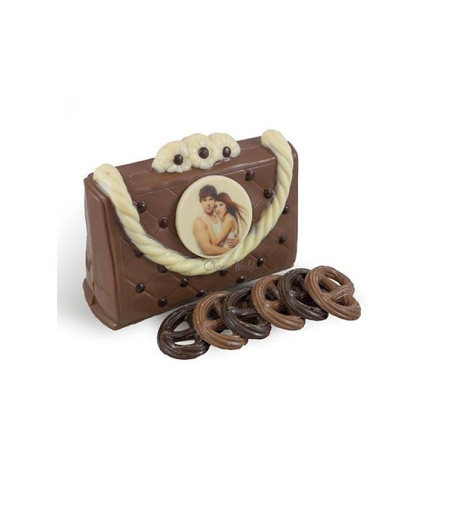 Chocolade handtas met foto rondje