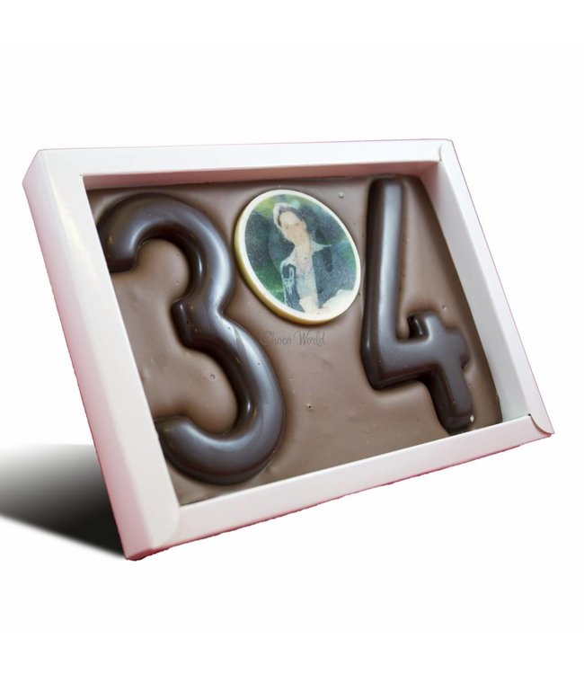 Chocolade cijfer dubbel met foto