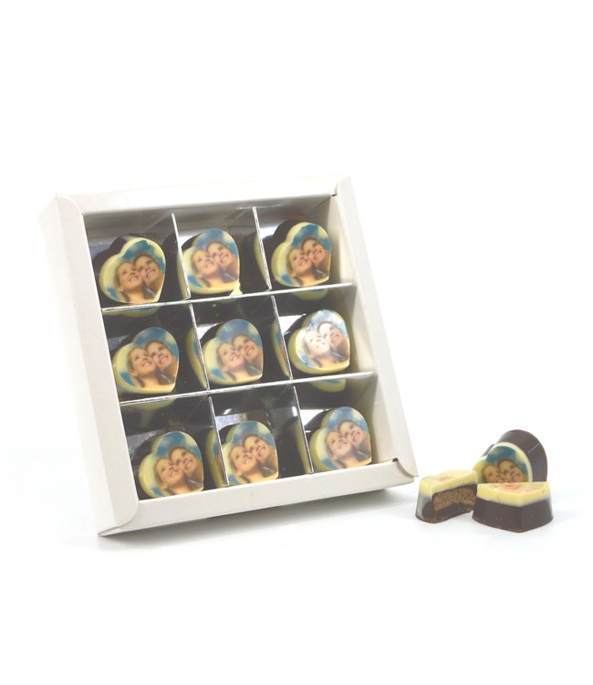 Bonbons hartje met foto logo 9 stuks