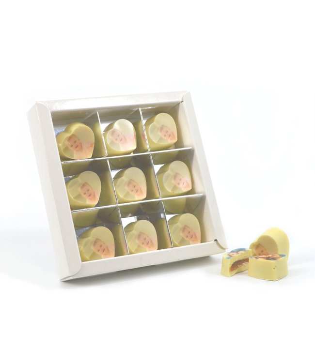 Bonbons hartje met foto logo 9 stuks