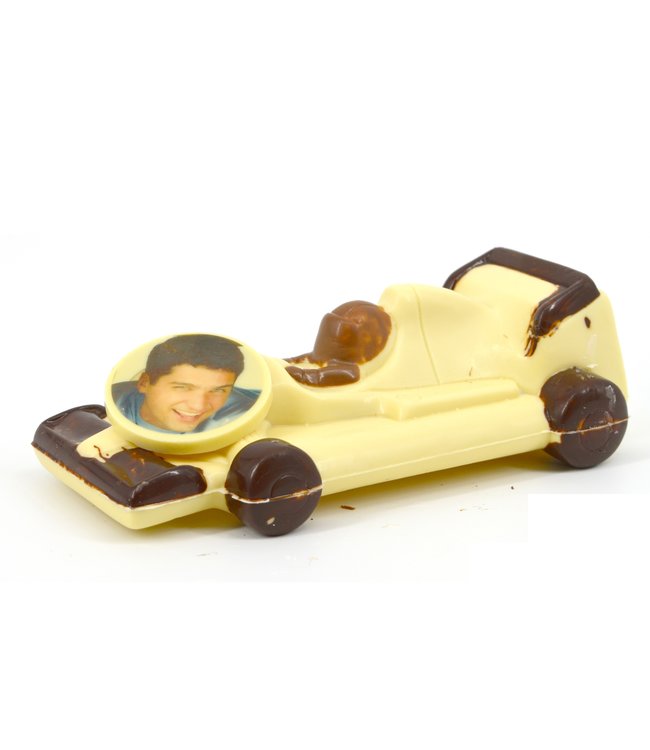 Chocolade racewagen met foto