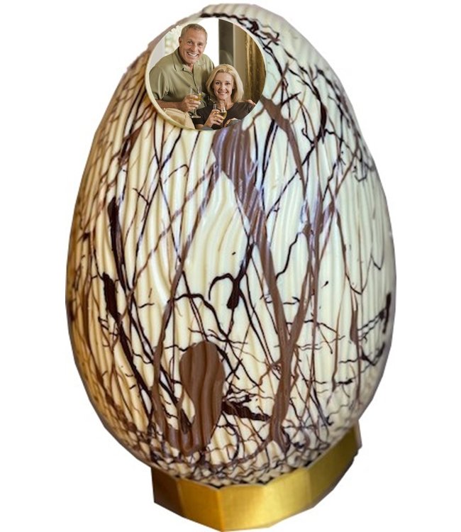 Chocolade paasei kingsize art deco met foto