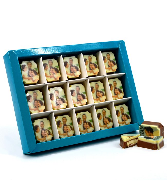 Chocolade bonbons rechthoek met foto 15 st