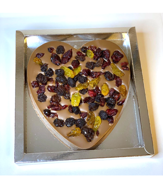 Chocolade hart groot met cranberrie mix