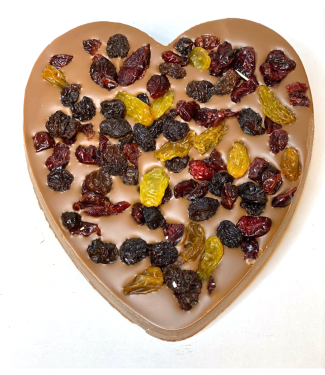 Chocolade hart groot met cranberrie mix