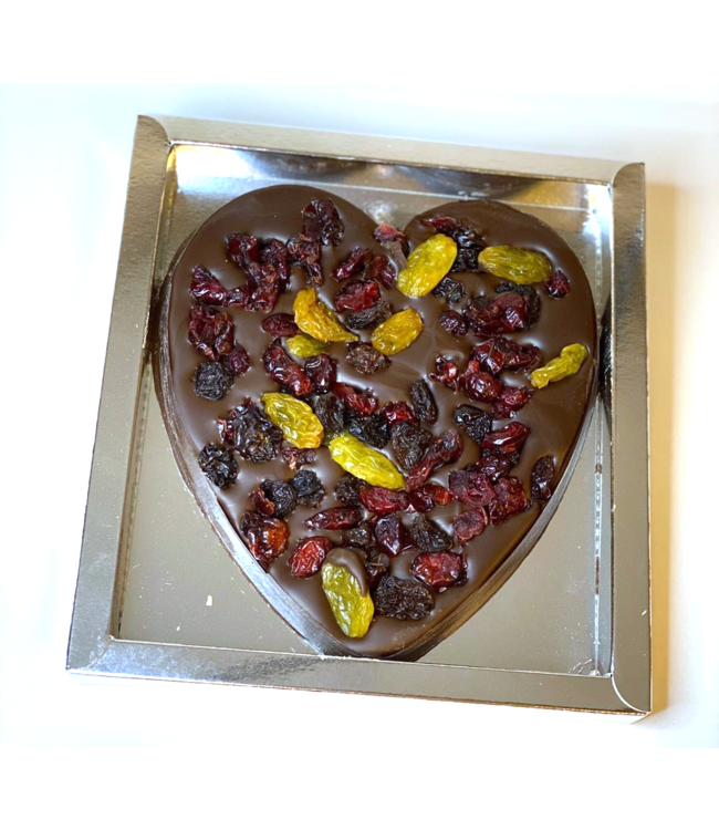 Chocolade hart groot met cranberrie mix