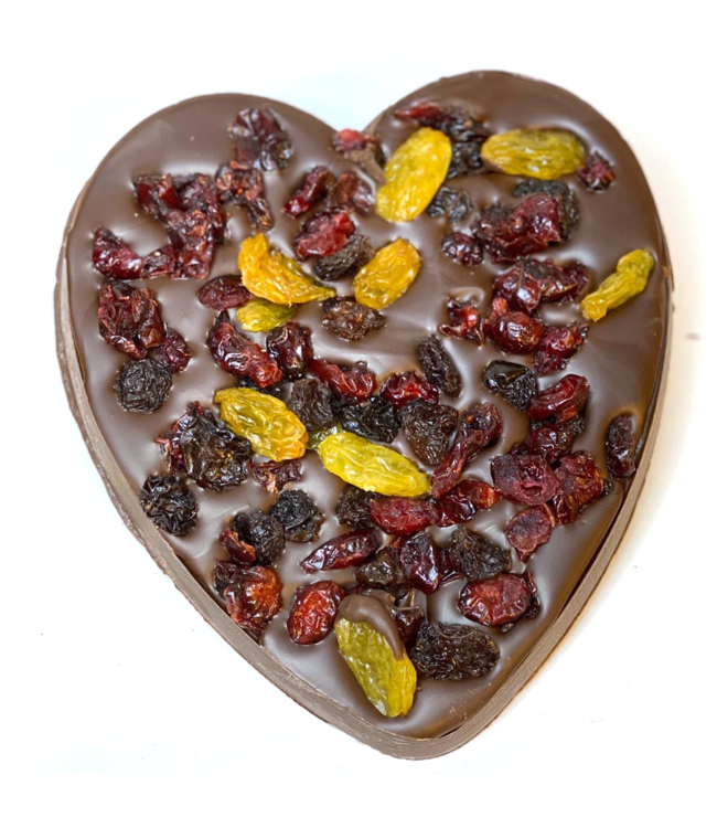 Chocolade hart groot met cranberrie mix