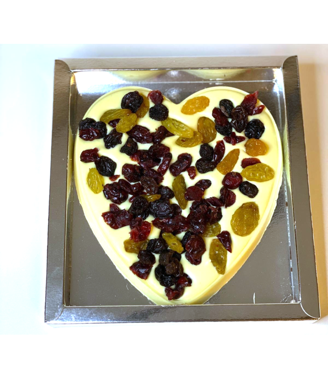 Chocolade hart groot met cranberrie mix