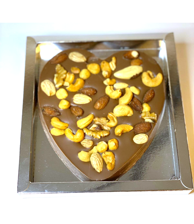 Chocolade hart groot met notenmix