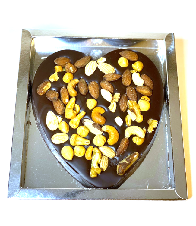 Chocolade hart groot met notenmix