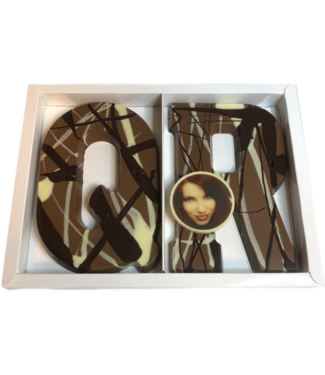 Chocolade letter art deco dubbel met foto