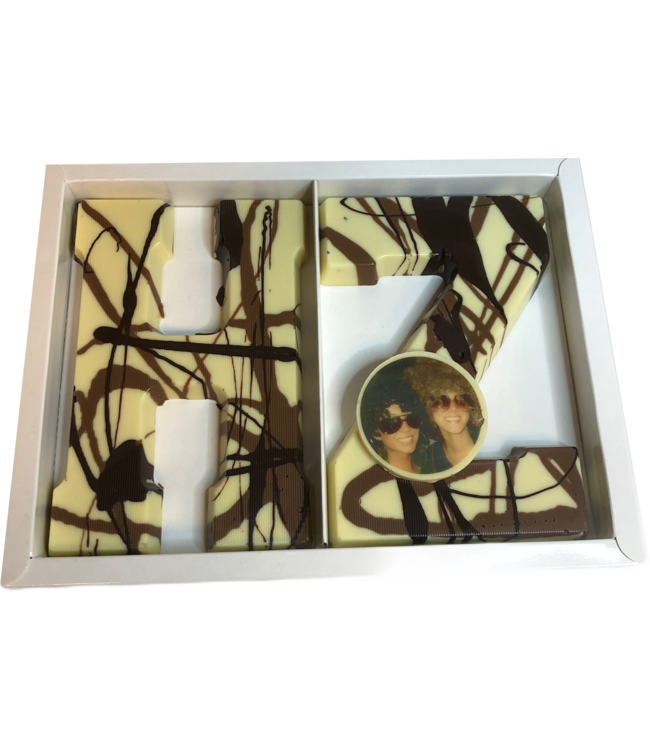 Chocolade letter art deco dubbel met foto