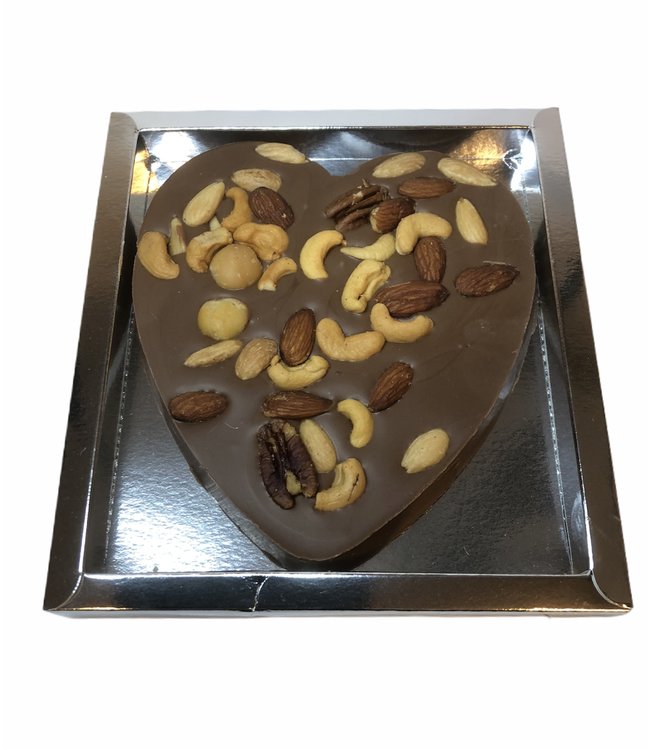 Chocolade hart groot met macadamia mix