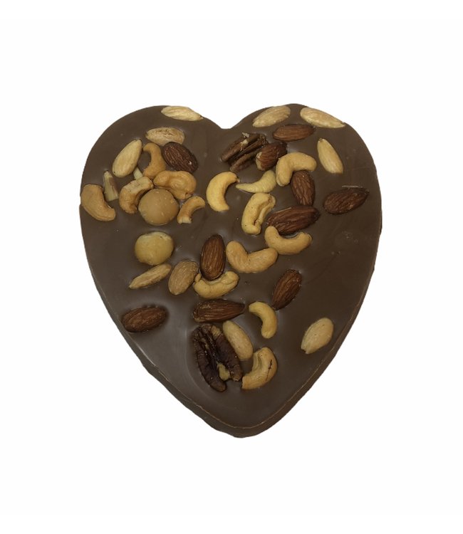 Chocolade hart groot met macadamia mix
