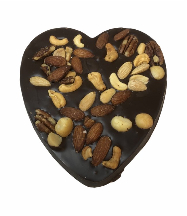 Chocolade hart groot met macadamia mix
