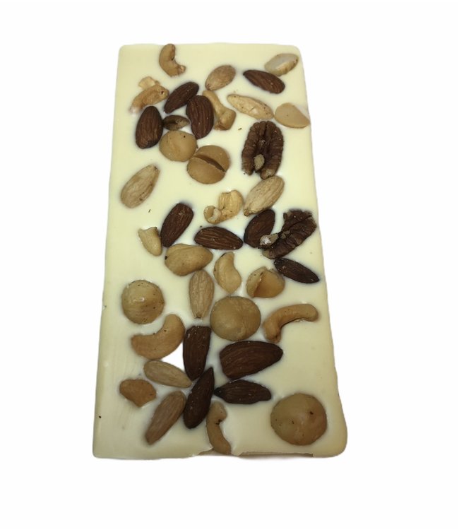 Chocolade reep groot met macadamia notenmix