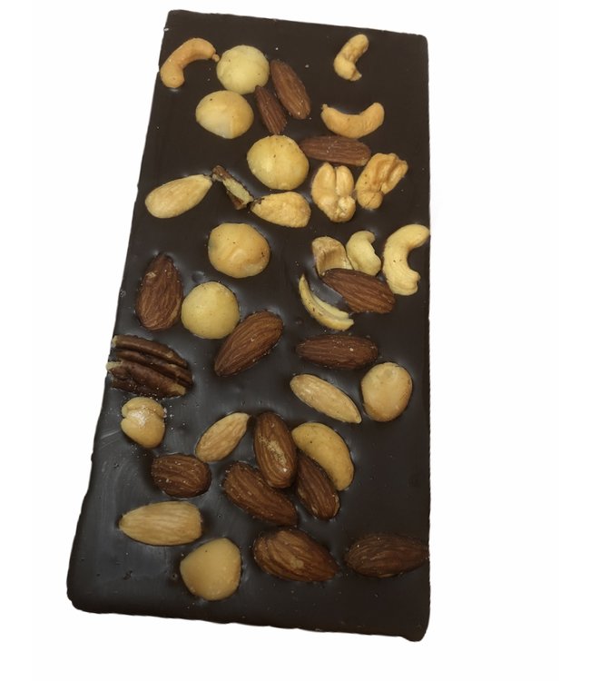 Chocolade reep groot met macadamia notenmix