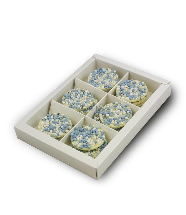 Geboorte flikken met blauwe muisjes