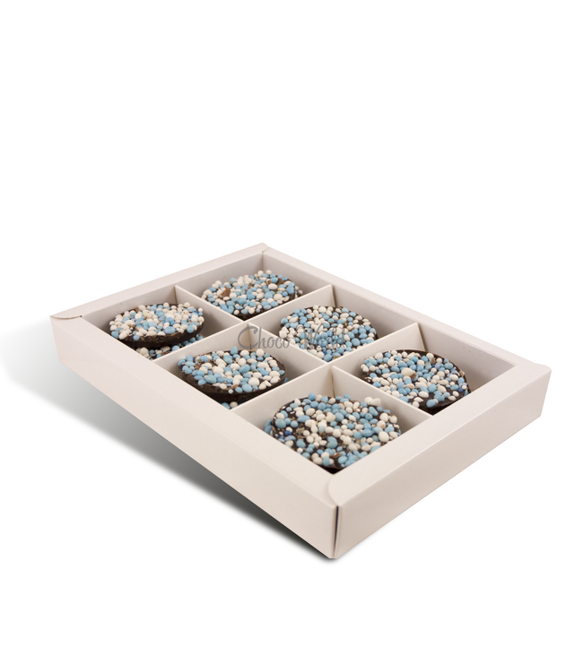 Geboorte flikken met blauwe muisjes