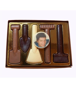 Chocolade tuingereedschap met foto
