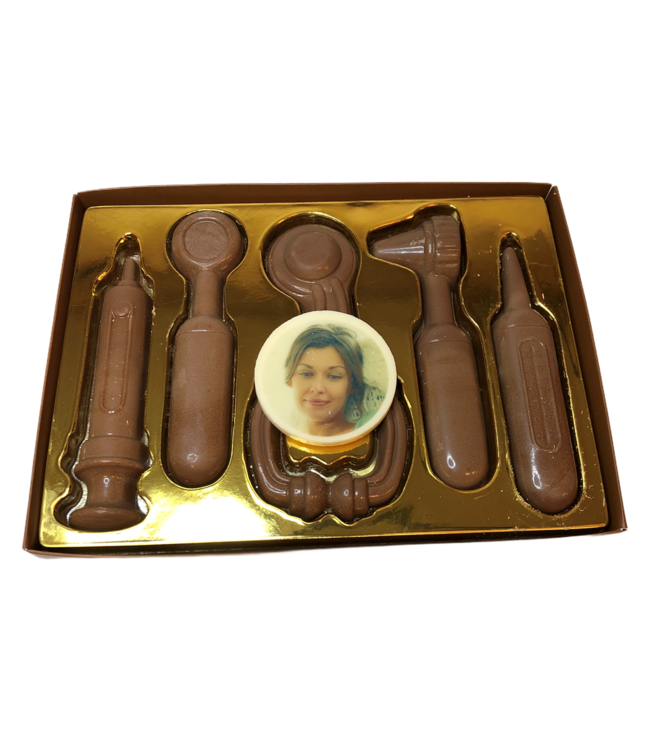 Chocolade dokters gereedschap met foto