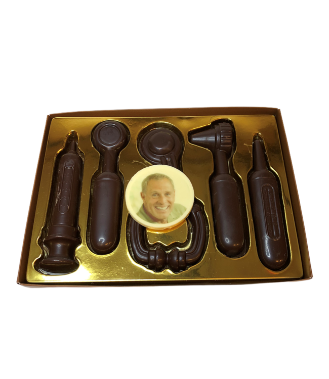 Chocolade dokters gereedschap met foto