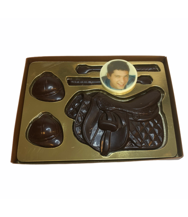 Chocolade paardrij set met foto