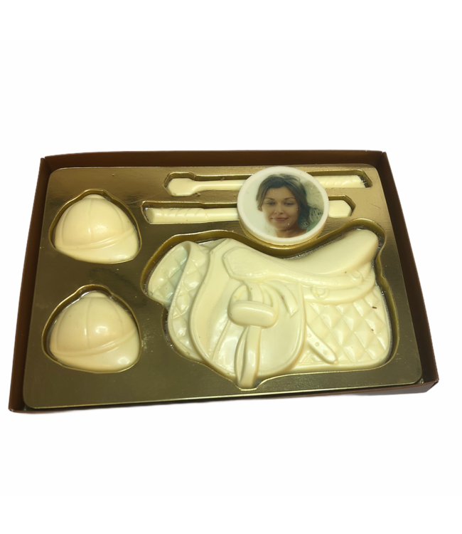 Chocolade paardrij set met foto