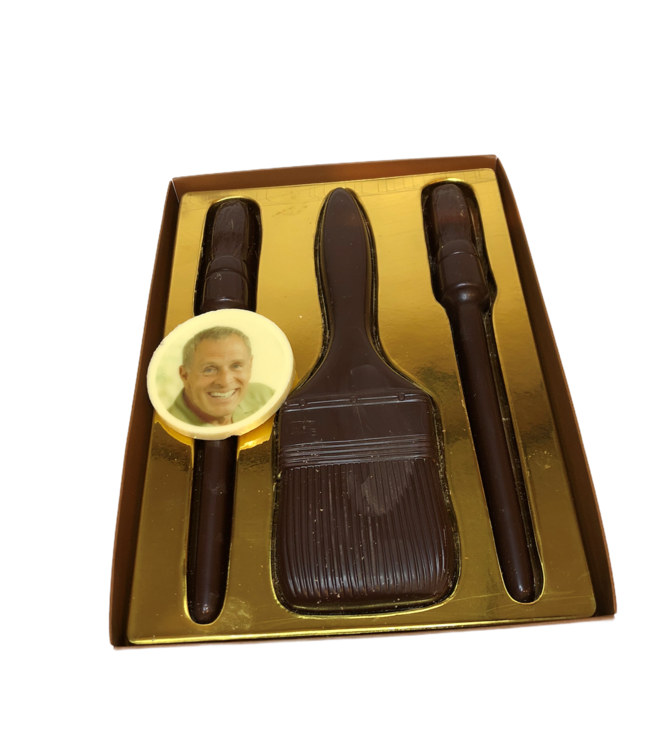 Chocolade schilderskwasten set met foto
