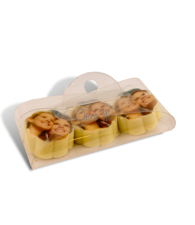 Chocolade bonbons met foto logo 3 stuks