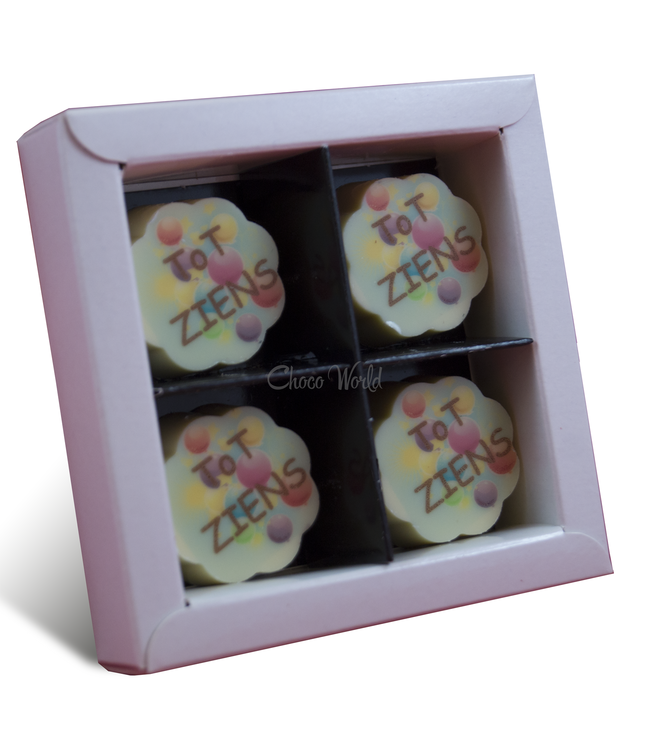 Chocolade bonbons met foto logo 4 stuks