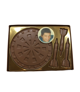 Chocolade dart set met foto logo