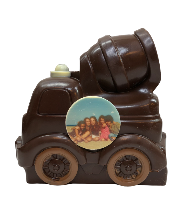 Chocolade betonwagen met foto logo