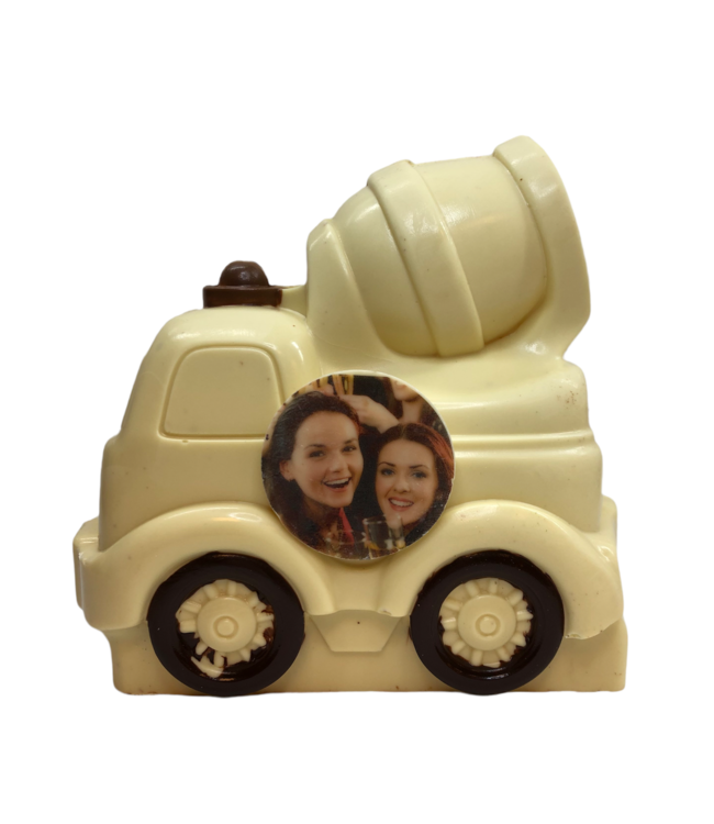 Chocolade betonwagen met foto logo