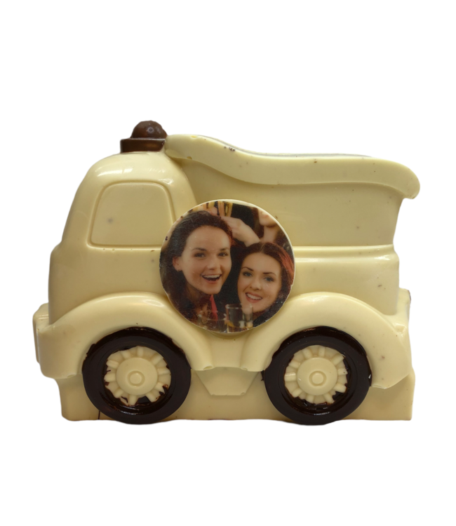 Chocolade kiepwagen met foto logo