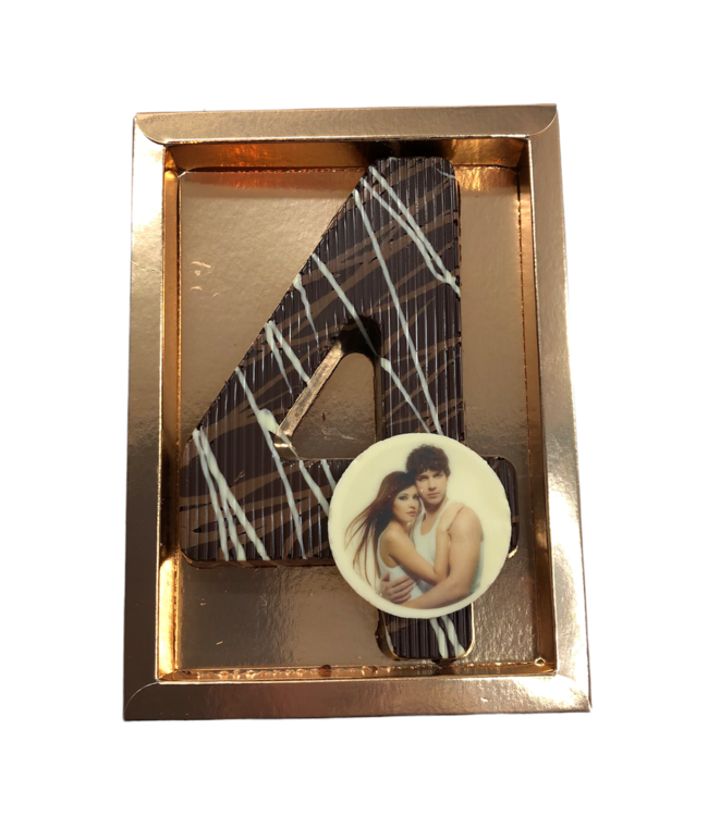 Chocolade art deco cijfer enkel met foto
