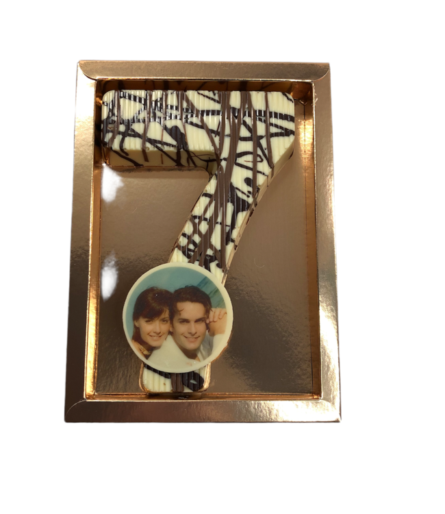 Chocolade art deco cijfer enkel met foto