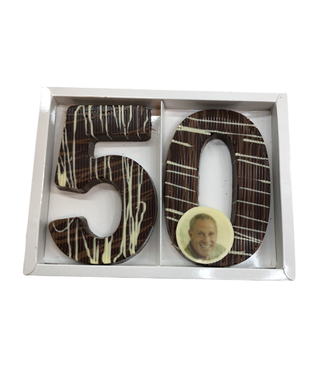 Chocolade art deco cijfer dubbel met foto