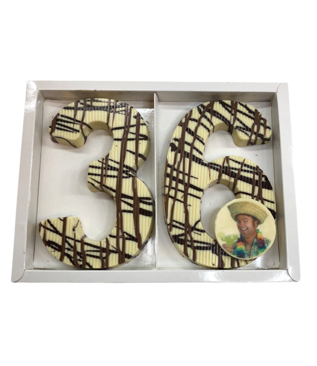 Chocolade art deco cijfer dubbel met foto